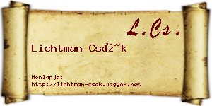 Lichtman Csák névjegykártya